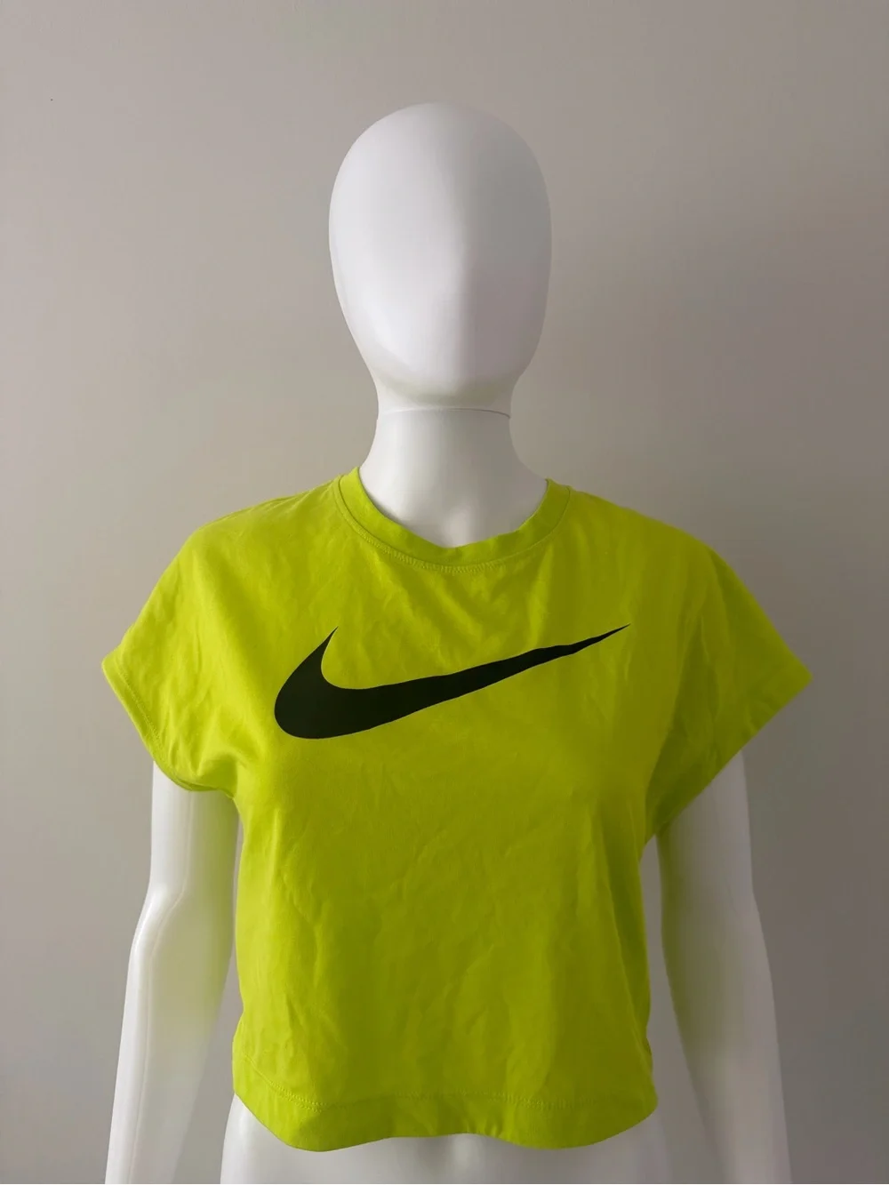 Nike Neon Green Cropped Tee with Black Swoosh